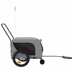 vidaXL Dog Bike Trailer Bicycle Trailer Bike Carriage Oxford Fabric and Iron - grey and black, 125 x 63 x 66 cm - Additional view 4