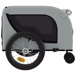 vidaXL Dog Bike Trailer Bicycle Trailer Bike Carriage Oxford Fabric and Iron - grey and black, 125 x 63 x 66 cm - Additional view 5