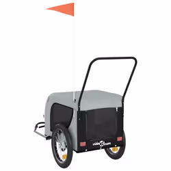 vidaXL Dog Bike Trailer Bicycle Trailer Bike Carriage Oxford Fabric and Iron - grey and black, 125 x 63 x 66 cm - Additional view 6