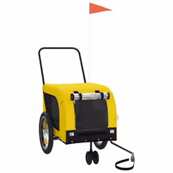 vidaXL Pet Bike Trailer Dog Carrier Grey and Black Oxford Fabric and Iron - yellow and black, 125 x 63 x 66 cm