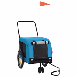 vidaXL Pet Bike Trailer Dog Carrier Grey and Black Oxford Fabric and Iron - blue and black, 125 x 63 x 66 cm