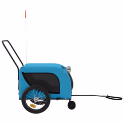 vidaXL Pet Bike Trailer Dog Carrier Grey and Black Oxford Fabric and Iron - blue and black, 125 x 63 x 66 cm - Additional view 4