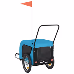vidaXL Pet Bike Trailer Dog Carrier Grey and Black Oxford Fabric and Iron - blue and black, 125 x 63 x 66 cm - Additional view 6