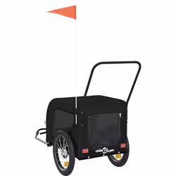 , 125 x 63 x 66 cm) vidaXL Dog Bike Trailer Bicycle Trailer Bike Carriage Oxford Fabric and Iron - black (with handle - Additional view 6