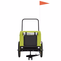 vidaXL Dog Bike Trailer Bicycle Trailer Bike Carriage Oxford Fabric and Iron - green and black, 125 x 63 x 66 cm - Additional view 2