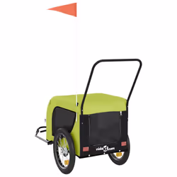 vidaXL Dog Bike Trailer Bicycle Trailer Bike Carriage Oxford Fabric and Iron - green and black, 125 x 63 x 66 cm - Additional view 6