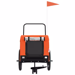 vidaXL Dog Bike Trailer Bicycle Trailer Bike Carriage Oxford Fabric and Iron - orange and black, 134 x 68 x 74 cm - Additional view 2
