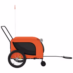 vidaXL Dog Bike Trailer Bicycle Trailer Bike Carriage Oxford Fabric and Iron - orange and black, 134 x 68 x 74 cm - Additional view 4