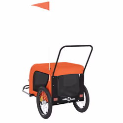 vidaXL Dog Bike Trailer Bicycle Trailer Bike Carriage Oxford Fabric and Iron - orange and black, 134 x 68 x 74 cm - Additional view 6