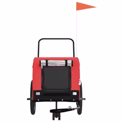 vidaXL Dog Bike Trailer Bicycle Trailer Bike Carriage Oxford Fabric and Iron - red and black, 134 x 68 x 74 cm - Additional view 2