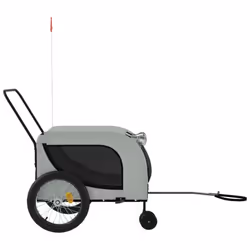 vidaXL Dog Bike Trailer Bicycle Trailer Bike Carriage Oxford Fabric and Iron - grey and black, 134 x 68 x 74 cm - Additional view 4