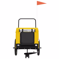 vidaXL Dog Bike Trailer Bicycle Trailer Bike Carriage Oxford Fabric and Iron - yellow and black, 134 x 68 x 74 cm - Additional view 2