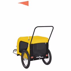 vidaXL Dog Bike Trailer Bicycle Trailer Bike Carriage Oxford Fabric and Iron - yellow and black, 134 x 68 x 74 cm - Additional view 6