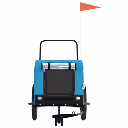 vidaXL Dog Bike Trailer Bicycle Trailer Bike Carriage Oxford Fabric and Iron - blue and black, 134 x 68 x 74 cm - Additional view 2
