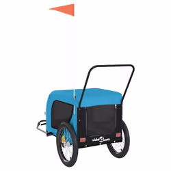 vidaXL Dog Bike Trailer Bicycle Trailer Bike Carriage Oxford Fabric and Iron - blue and black, 134 x 68 x 74 cm - Additional view 6
