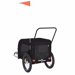 , 134 x 68 x 74 cm) vidaXL Dog Bike Trailer Bicycle Trailer Bike Carriage Oxford Fabric and Iron - black (with handle - Additional view 6
