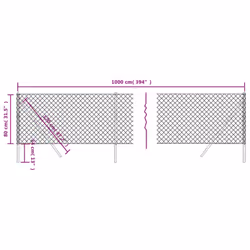 vidaXL Chain Link Fence Outdoor Mesh Fence Patio Wire Mesh Roll Garden Fence - green, 0.8 x 10 m