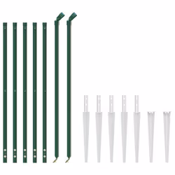 vidaXL Chain Link Fence Outdoor Wire Mesh Fence with Spike Fence Panel Anchors - green, 1 x 10 m