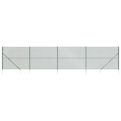 vidaXL Chain Link Fence Outdoor Wire Mesh Fence with Spike Fence Panel Anchors - green, 1.4 x 10 m