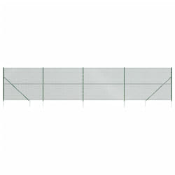 vidaXL Chain Link Fence Outdoor Wire Mesh Fence with Spike Fence Panel Anchors - green, 1.6 x 10 m