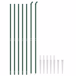 vidaXL Chain Link Fence Outdoor Wire Mesh Fence with Spike Fence Panel Anchors - green, 1.6 x 10 m