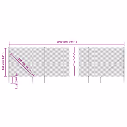 vidaXL Chain Link Fence Outdoor Wire Mesh Fence with Spike Fence Panel Anchors - green, 1.6 x 10 m