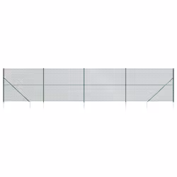 vidaXL Chain Link Fence Outdoor Wire Mesh Fence with Spike Fence Panel Anchors - green, 2.2 x 10 m