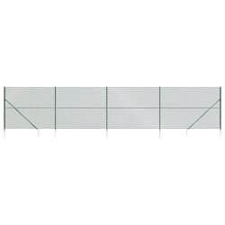vidaXL Chain Link Fence Outdoor Wire Mesh Fence with Spike Fence Panel Anchors - green, 2.2 x 10 m