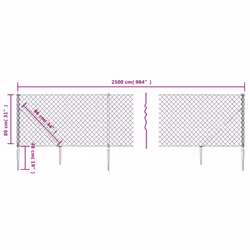 vidaXL Chain Link Fence Outdoor Wire Mesh Fence with Spike Fence Panel Anchors - green, 0.8 x 25 m - Additional view 3