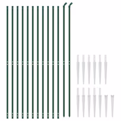 vidaXL Chain Link Fence Outdoor Wire Mesh Fence with Spike Fence Panel Anchors - green, 1.6 x 25 m