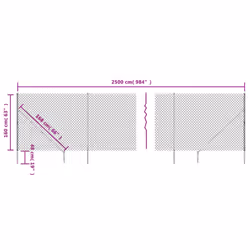 vidaXL Chain Link Fence Outdoor Wire Mesh Fence with Spike Fence Panel Anchors - green, 1.6 x 25 m