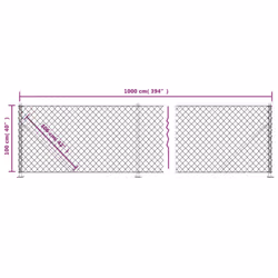 vidaXL Chain Link Fence Patio Outdoor Wire Mesh Fence with Flange Fence Panel - green, 1 x 10 m