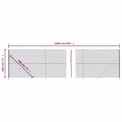 vidaXL Chain Link Fence Patio Outdoor Wire Mesh Fence with Flange Fence Panel - green, 1.8 x 10 m
