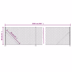 vidaXL Chain Link Fence Patio Outdoor Wire Mesh Fence with Flange Fence Panel - green, 0.8 x 25 m