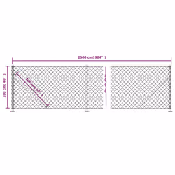 vidaXL Chain Link Fence Patio Outdoor Wire Mesh Fence with Flange Fence Panel - green, 1 x 25 m