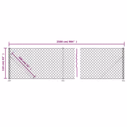 vidaXL Chain Link Fence Patio Outdoor Wire Mesh Fence with Flange Fence Panel - green, 1.1 x 25 m