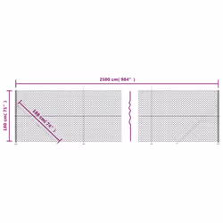 vidaXL Chain Link Fence Patio Outdoor Wire Mesh Fence with Flange Fence Panel - green, 1.8 x 25 m