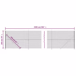 vidaXL Chain Link Fence Patio Outdoor Wire Mesh Fence with Flange Fence Panel - green, 2 x 25 m