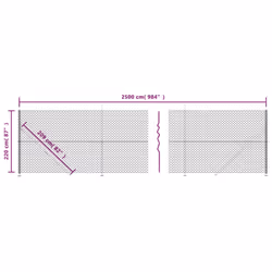 vidaXL Chain Link Fence Patio Outdoor Wire Mesh Fence with Flange Fence Panel - green, 2.2 x 25 m - Additional view 5