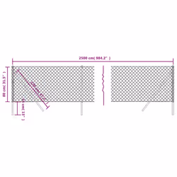 vidaXL Chain Link Fence Outdoor Mesh Fence Patio Wire Mesh Roll Garden Fence - anthracite, 0.8 x 25 m