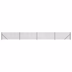 vidaXL Chain Link Fence Patio Outdoor Wire Mesh Fence with Flange Fence Panel - anthracite, 0.8 x 10 m