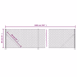 vidaXL Chain Link Fence Patio Outdoor Wire Mesh Fence with Flange Fence Panel - anthracite, 0.8 x 10 m
