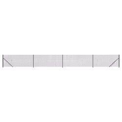 vidaXL Chain Link Fence Patio Outdoor Wire Mesh Fence with Flange Fence Panel - anthracite, 1.1 x 10 m
