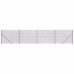 vidaXL Chain Link Fence Patio Outdoor Wire Mesh Fence with Flange Fence Panel - anthracite, 2 x 10 m