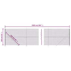 vidaXL Chain Link Fence Patio Outdoor Wire Mesh Fence with Flange Fence Panel - anthracite, 1.6 x 25 m - Additional view 5