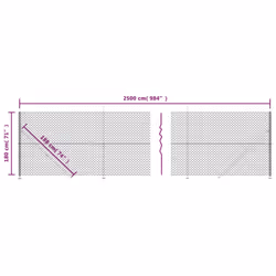 vidaXL Chain Link Fence Patio Outdoor Wire Mesh Fence with Flange Fence Panel - anthracite, 1.8 x 25 m