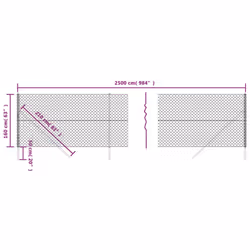 vidaXL Chain Link Fence Outdoor Mesh Fence Patio Wire Mesh Roll Garden Fence - silver, 1.6 x 25 m