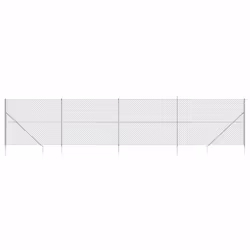 vidaXL Chain Link Fence Outdoor Wire Mesh Fence with Spike Fence Panel Anchors - silver, 1.6 x 10 m