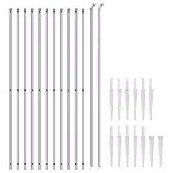 vidaXL Chain Link Fence Outdoor Wire Mesh Fence with Spike Fence Panel Anchors - silver, 1.4 x 25 m