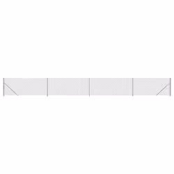 vidaXL Chain Link Fence Patio Outdoor Wire Mesh Fence with Flange Fence Panel - silver, 0.8 x 10 m